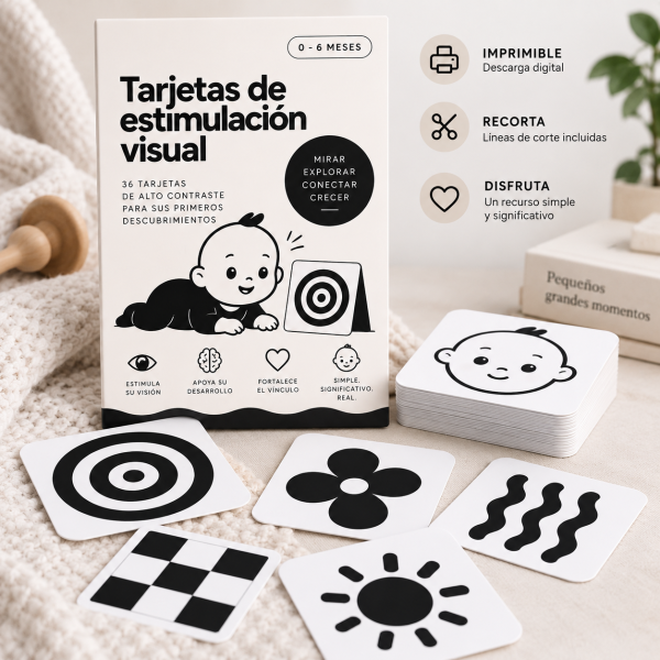 Tarjetas de estimulación visual · 0–6 meses